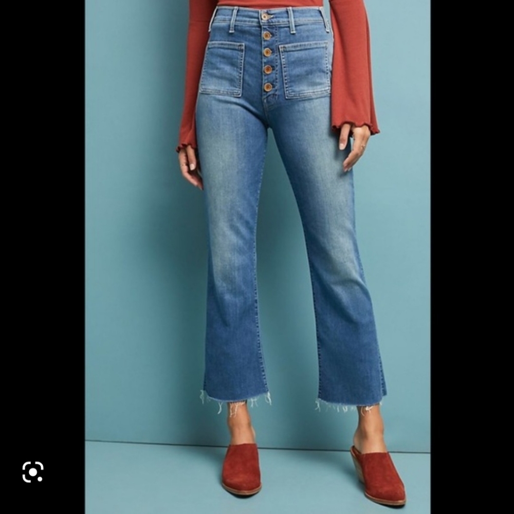 MOTHER the Hustler Patch Pocket Ankle Fray 28 Color Love For Sail High Rise